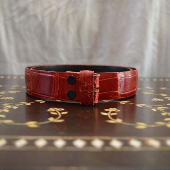Kleinberg Sherrill Cherry Red Genuine Alligator 1 inch Belt (no buckle) main image 6